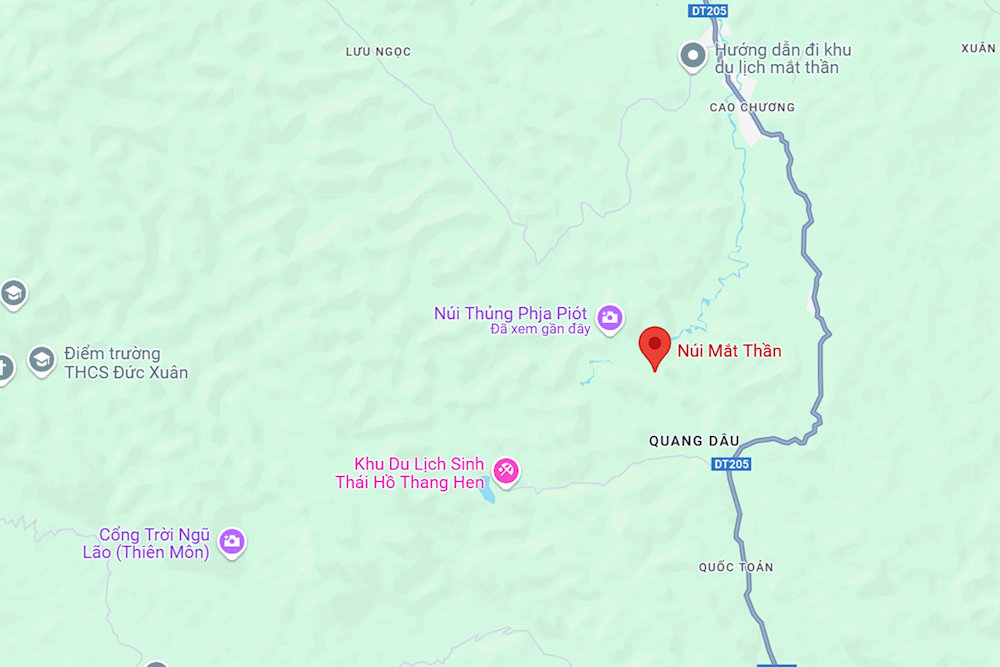 Location of Nui Thung mountain on Google Maps